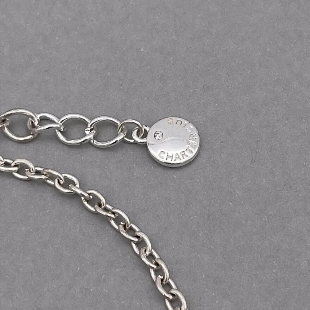 Charter Club Faceted Round Crystal Link Collar Necklace Silver Tone 14 to 20 in - Picture 4 of 7